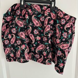 Lands End Floral Paisley Black Swim Skort